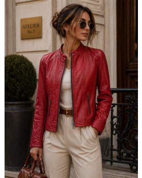 Dámska kožená bunda 1192 red