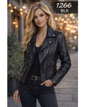 Dámska kožená bunda 1266 black