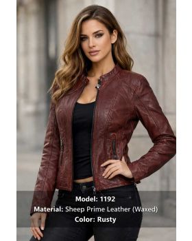 Dámska kožená bunda 1192 rusty
