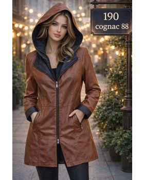 Dámsky kožený kabát 190 cognac