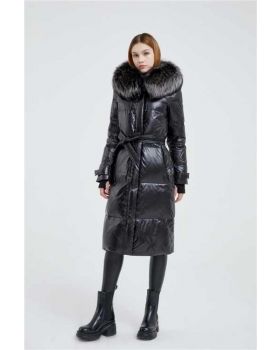 Páperový kabát s kožušinou G-2325-1308 black