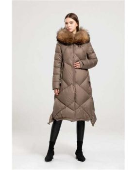 Páperový kabát s kožušinou G-2408-1375 olive