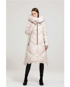 Páperový kabát s kožušinou G-2408-1378 beige