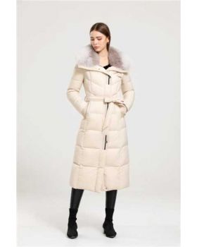 Páperový kabát s kožušinou G-2411-1380 beige