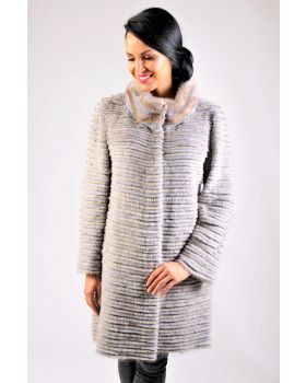 Dámsky kabát z pravej norky 17-100 grey/white