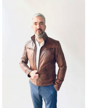 Pánska kožená bunda DAMIAN cognac