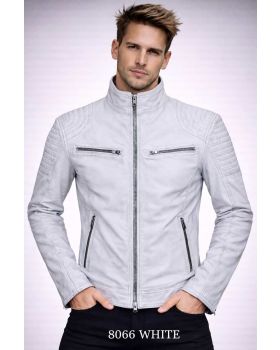 Pánska kožená bunda 8066 white