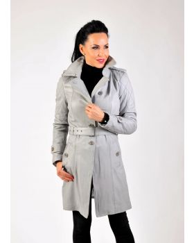 Dámsky kožený kabát 1293 ice grey