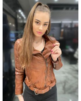 Dámska kožená bunda MONI cognac