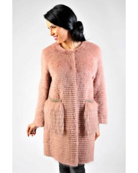 Kožušinový sveter-norka 15009 pink