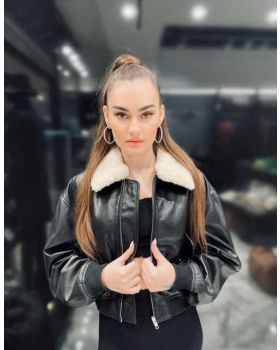Dámska kožená bunda ALBA FUR black