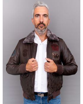 Pánska kožená bunda PILOT KAPO brown