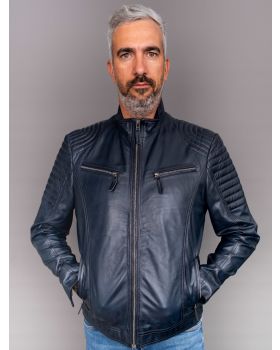 Pánska kožená bunda 8066 navy