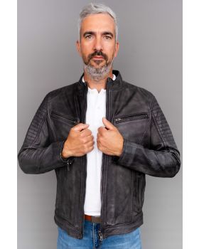 Pánska kožená bunda 8066 grey ruboff