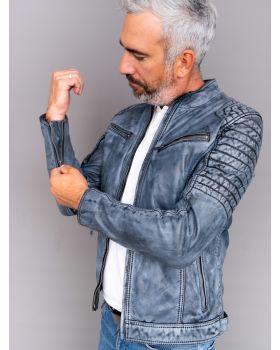 Pánska kožená bunda 8066 jeans