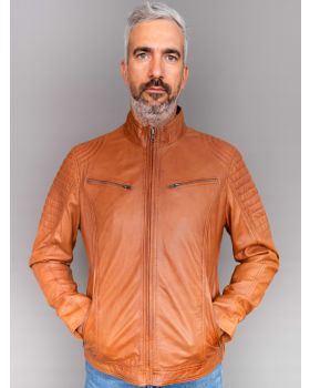 Pánska kožená bunda 8066 cognac