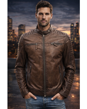 Pánska kožená bunda 8079-M brown