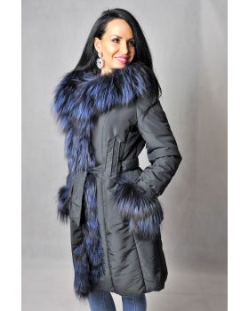 Textilný kabát s kožušinou ANKARA blue