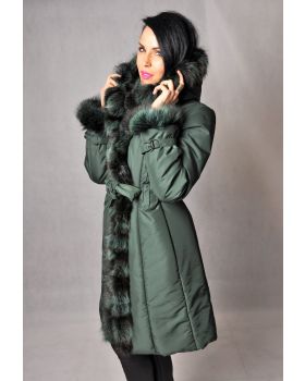 Textilný kabát s kožušinou ANKARA green