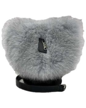 dámska kožušinová kabelka fox blk/grey