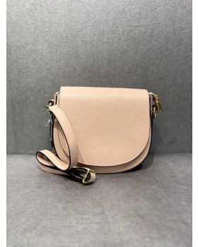 dámska kožená kabelka beige/pink