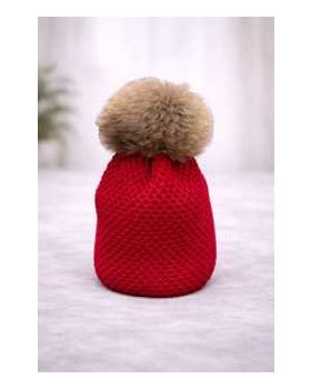 textilná čiapka PON-PON red 6