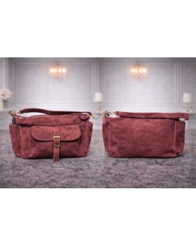 Dámska kožená kabelka bordo 6