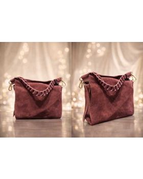 Dámska kožená kabelka bordo 2