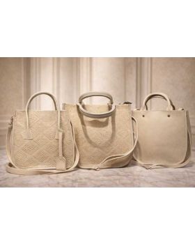 Dámska kožená kabelka beige 6