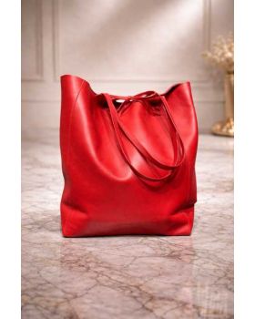 Dámska kožená kabelka tote bag red