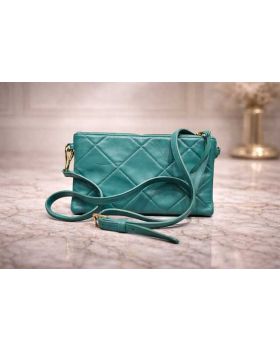Dámska kožená kabelka tyrkys