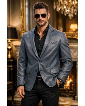 Pánske kožené sako 5053 dark blue