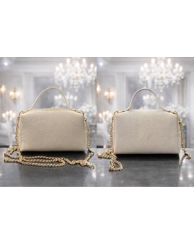 dámska kožená kabelka cream 4