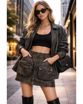 Dámska kožená sukňa ALENIA ruboff