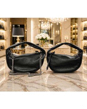 dámska kožená kabelka Halfmoon blk