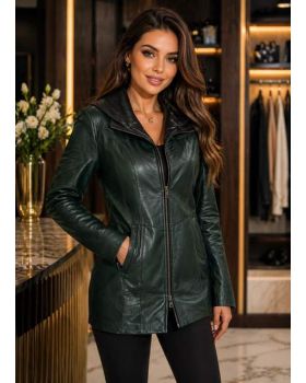 Dámsky kožený polokabát  8080 short ivy/black