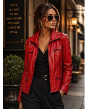 Dámska kožená bunda LODI red