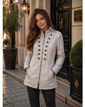 Dámsky kožený kabát  SHAKIRA LG.white/black