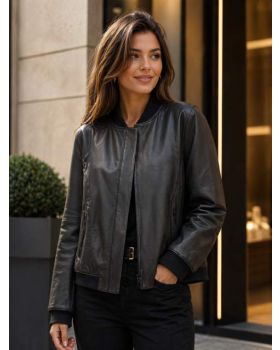 Dámska kožená bunda-bomber LXZA black