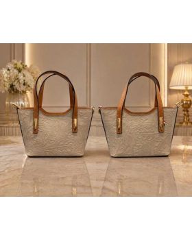 dámska kožená kabelka grey/camel