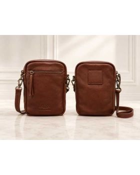 pánska kožená taška passport bag long brown