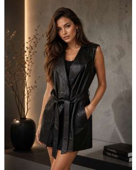 Dámska kožená vesta 1394 black