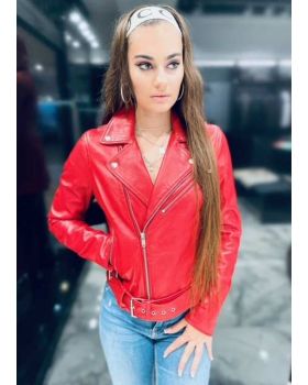 Dámska kožená bunda WJ-14 voilent red