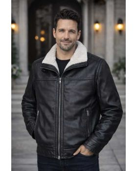 Pánska kožená bunda 5201 FUR black