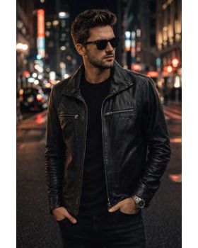 Pánska kožená bunda 8051 black