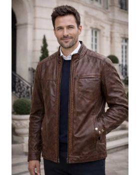 Pánska kožená bunda 1431 mocca 