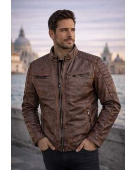 Pánska kožená bunda 8066 brown