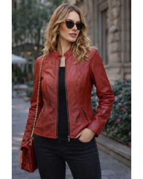 Dámska kožená bunda 1177 red