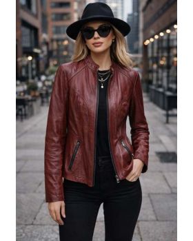 Dámska kožená bunda 1177 rusty