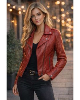 Dámska kožená bunda 1266 red